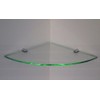 SMALL GLASS EFFECT ACRYLIC CORNER SHELF WITH CHROME FIXING BRACKETS180mm