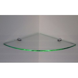 SMALL GLASS EFFECT ACRYLIC CORNER SHELF WITH CHROME FIXING BRACKETS180mm