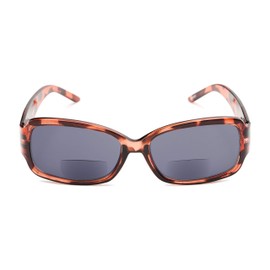 Rectangle Bifocal Reading Sunglasses in Pink Tortoise with Smoke Lenses by Readers.com | The Karissa | +1.50