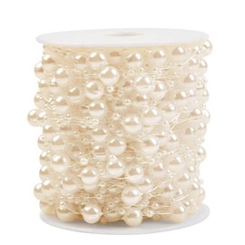 BUYGOO 30 m Pearl Garland Pearl Chain Decorative Fishing Line Pearl Ribbon Artificial Pearls Garland Christmas Tree Chain Beads Bead Wire Bead Cord for DIY Crafts Hair Accessories Table Decoration Wedding Party Decoration