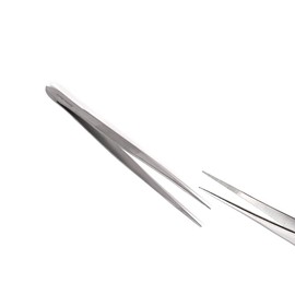Precision Tweezers Stainless Steel with Fine Serrated Straight Tips Rhinestone Picker Nail Art Tool 5.5" Long for Crystal Gem Placement on Nails, Clothes, Face, Eyelash, Craft