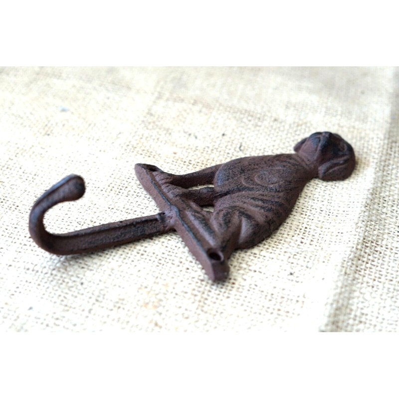 Vintage 6 Cast Iron Antique Style Dog Coat Hooks Hat