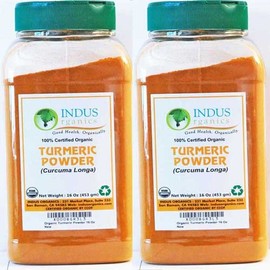 Indus Organics Turmeric (Curcumin) Powder,2 LB (2 x 1 LB Jars), Premium Grade, High Purity, Freshly Packed