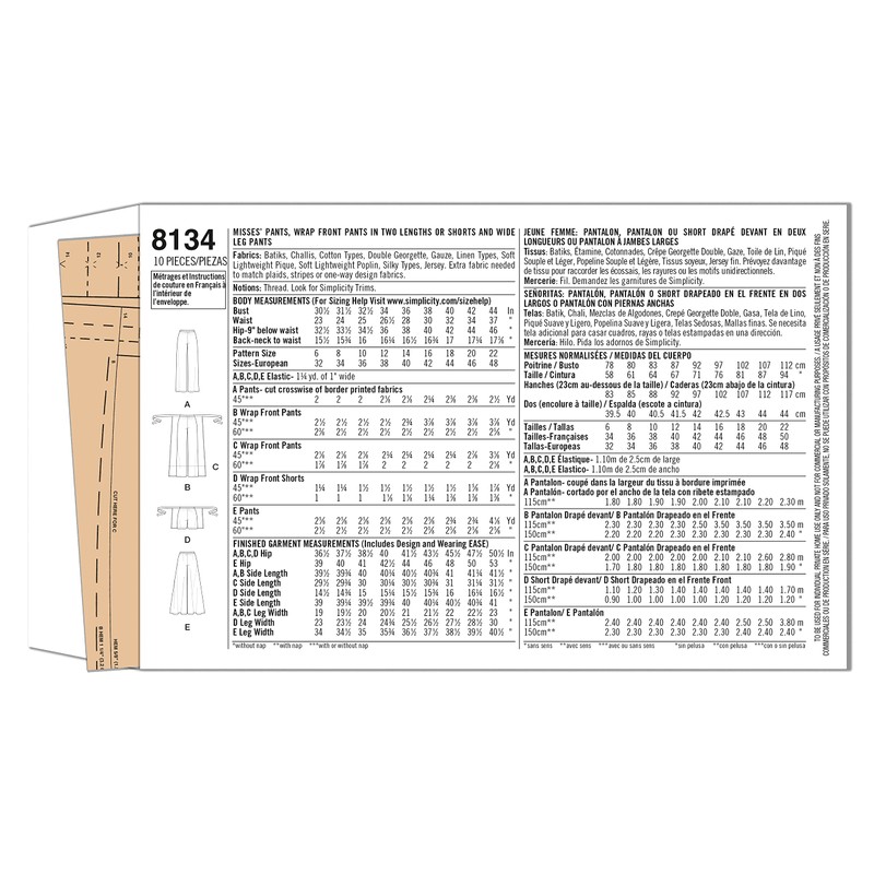 Simplicity 8134 Misses' Easy-to-Sew Pants and Shorts Sewing Pattern, Size