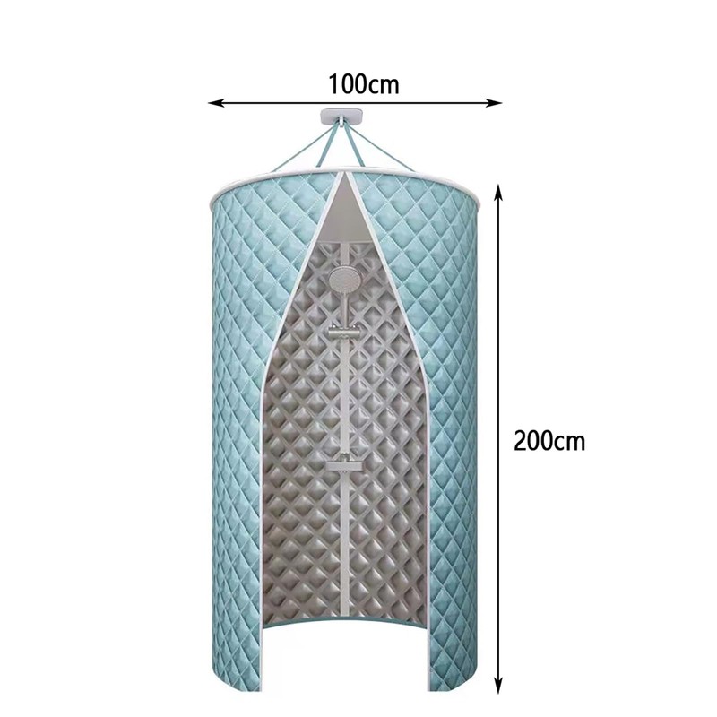 Portable Folding Shower Curtain, 100x200cm, Waterproof Polyester with Aluminum Peptide