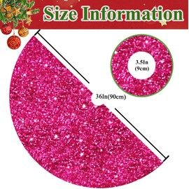MODFUNS Hot Pink Christmas Tree Skirt 36 Inch Sparkle Fuchsia Xmas Tree Mat Embroidery Christmas Tree Blanket Paillette Tree Skirts for Artificial Trees Christmas Party Family Reunion Banquet Ornament