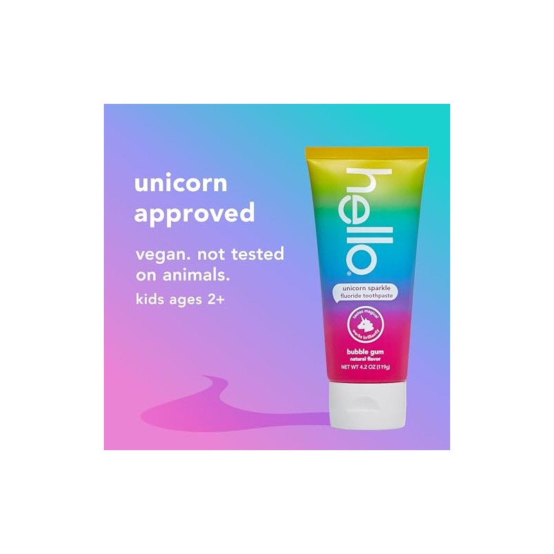 Hello Unicorn Sparkle Kids Toothpaste - Bubble Gum Flavor