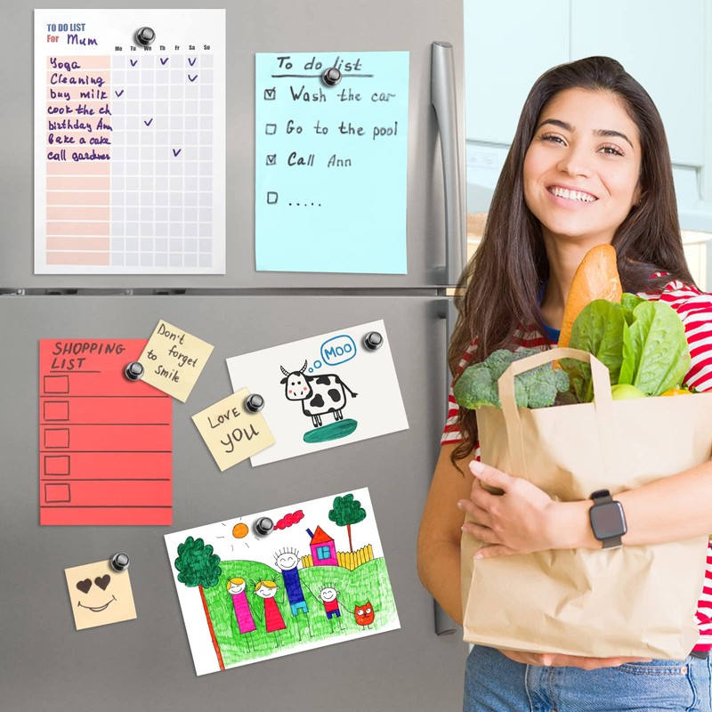 Pack of 24 Refrigerator Magnets for Adults Black Fridge Magnets