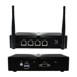 EGSMTPC Mini Industrial Fanless PC,Celeron J1900(up to 2.4GHz),8GB DDR3 RAM 128GB SATA SSD,4 x RJ45 Giga LAN Firewall,Network Server,1 x RJ45 COM Network Security,VPN Router for Home/Office