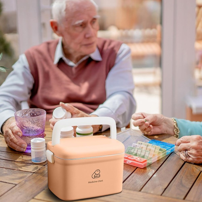 Plastic First Aid Box - Family Emergency Kit Medication Storage