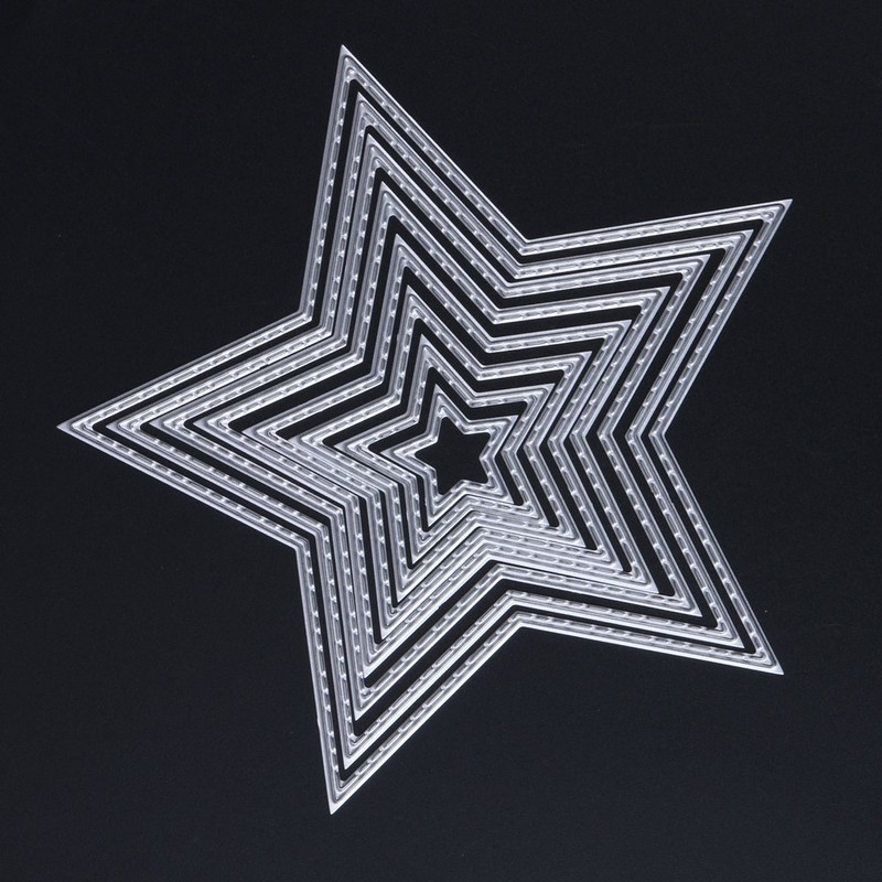 U-horizon 8pcs Five Stars Cutting Dies, DIY Scrapbooking Metal Embossing