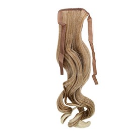 WIG ME UP - YZF-TC18-27T613 Hairpiece Pontail Pigtail extension slim light wavy comb and ribbon strawberry blond mix streaked platinum highlights 18inch