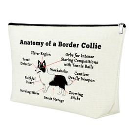 Border Collie Dog Lover Gift Makeup Bag Border Collie Gifts for Women Border Collie Lover Gift for Border Collie Owner Gifts for Dog Lovers Cosmetic Bag Pet Lovers Gifts for Birthday Christmas