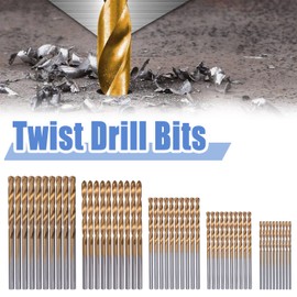 Bestgle 50 Pcs Mini Twist Drill Bit Set Titanium Coated High Speed Steel Drill Bits Round Shank Micro Twist Bits for Wood Plastic Soft Metal Sheet Drilling, 1mm/ 1.5mm/ 2mm/ 2.5mm/ 3mm