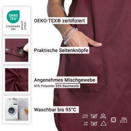 ZOLLNER Throw Apron – Durable Front Tie – Universal Size – Mixed Fabric – with Practical Press Studs and Side Pocket – Washable – Oeko Tex® Certified, 524, bordeaux