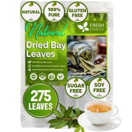 FreshDrinkUS, Premium 275+ Dried Bay Leaves, Bay Leaf Tea, Bay Leaves Spice, Whole Nice Leaves, Wildcrafted, Fresh Harvested, Bay Leaves For Cooking, Sugar-Free, Gluten Free, Caffeine Free, Vegan