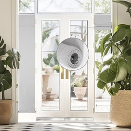 WdFour 100% Blackout Door Curtain - Update Thermal Insulated Total Blackout French Door Curtains，Adjustable roll up Door Blinds, Roller Shade for Office and Home. (Light Gray, 12Wx70L)