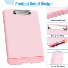 Hongri Hongri Clipboard with Storage with Pen Holder, Folder Nursing Clip Board 8.5 x 11 Foilo-Side Opening, High Capacity, Light Weight for Teachers, Classroom. Size 14 x 9.6 x 1.2 in(Pink)
