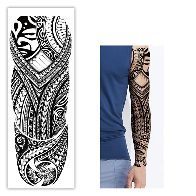 Fake Tribal Totem Temporary Sleeve Tattoos for Men Women,4-Sheet