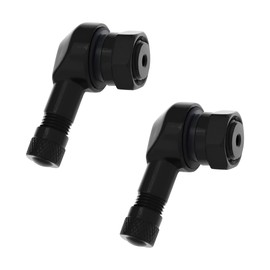 BWBWND 2 PCS 90 Degree Tire Valve Stems, Aluminum Alloy Wheel Valve Stem for Motorcycle with Rubber Ring,Diameter 10-11.3 mm Leakproof Tire Tubeless Valve Stems, Motorcycle Accessories (Black)