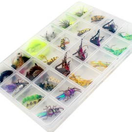 Fly Fishing Fly Set with Fly Box, Nymphs, Dry Flies, Wet Flies, Streamers, Realistic Flies (Realistic Flys)