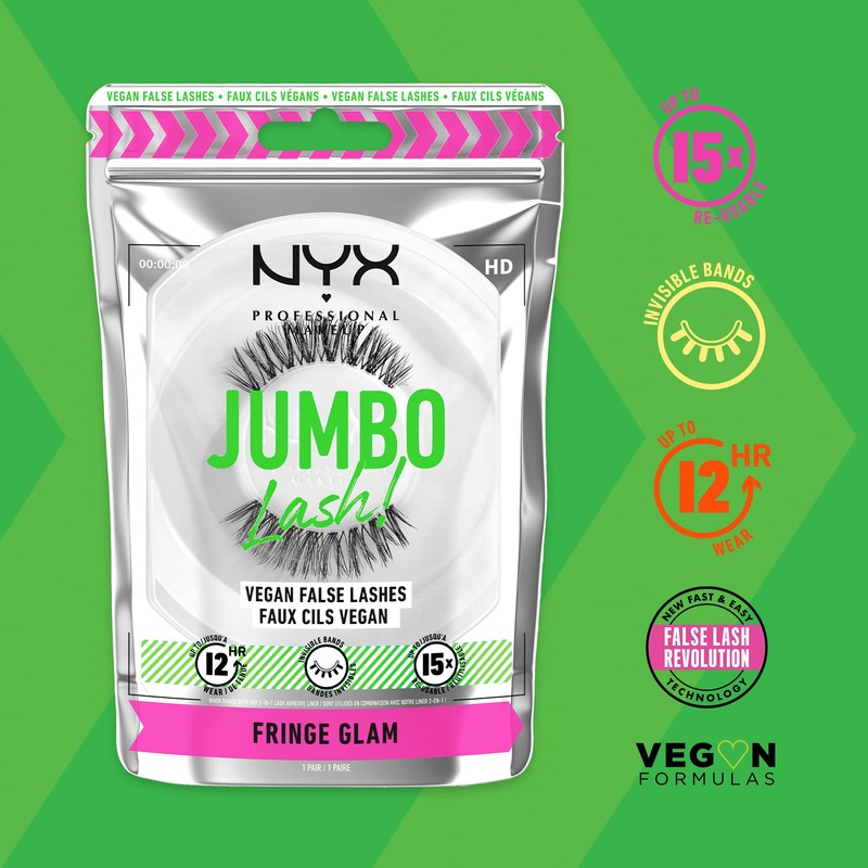 NYX Professional Makeup False Lashes, Long-lasting 12h Wear, Invisible Bands,