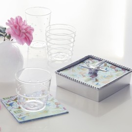 Mariposa Hummingbird Beaded Napkin Box, One Size, Silver