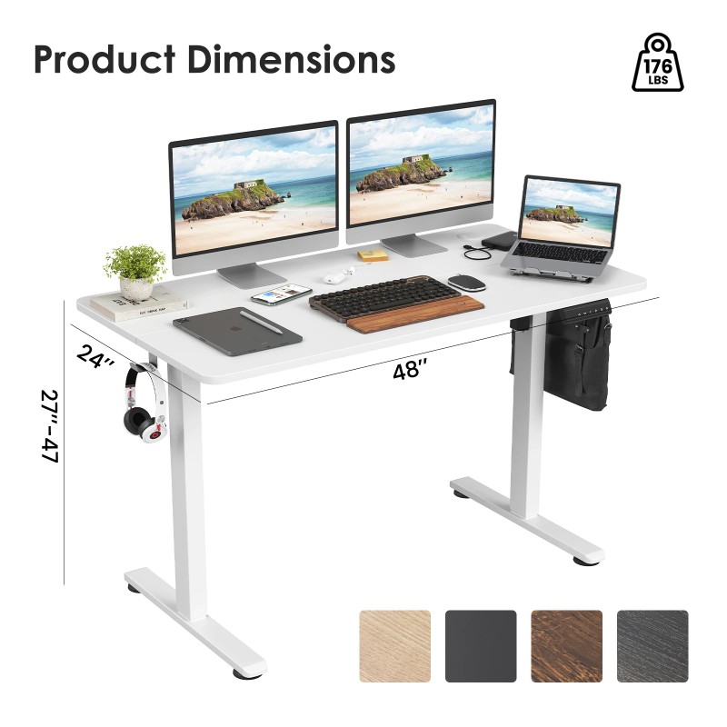 48-Inch Electric Standing Desk Adjustable Height Sit Stand Home Office