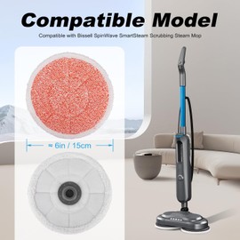 3897A Replacement Steam Mop Pads: 12 Packs Spin Mop Refills Compatible with Bissell Spinwave 3897A 3712C 3712W SmartSteam Scrubbing Steam Mop - Hard Floor Steam Mop Washable Pads (Heavy & Soft)