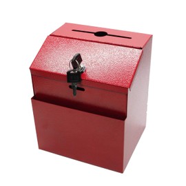 FixtureDisplays® Red Suggestion Metal Donation Key Drop Box Express Checkout Comments Sales Lead Box 11118-RED-FBA