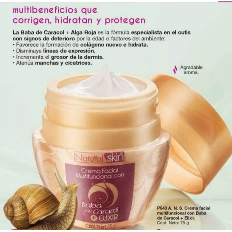 ARABELA CREMA FACIAL MULTIFUNCIONAL CON BABA DE CARACOL MAS ELIXIR