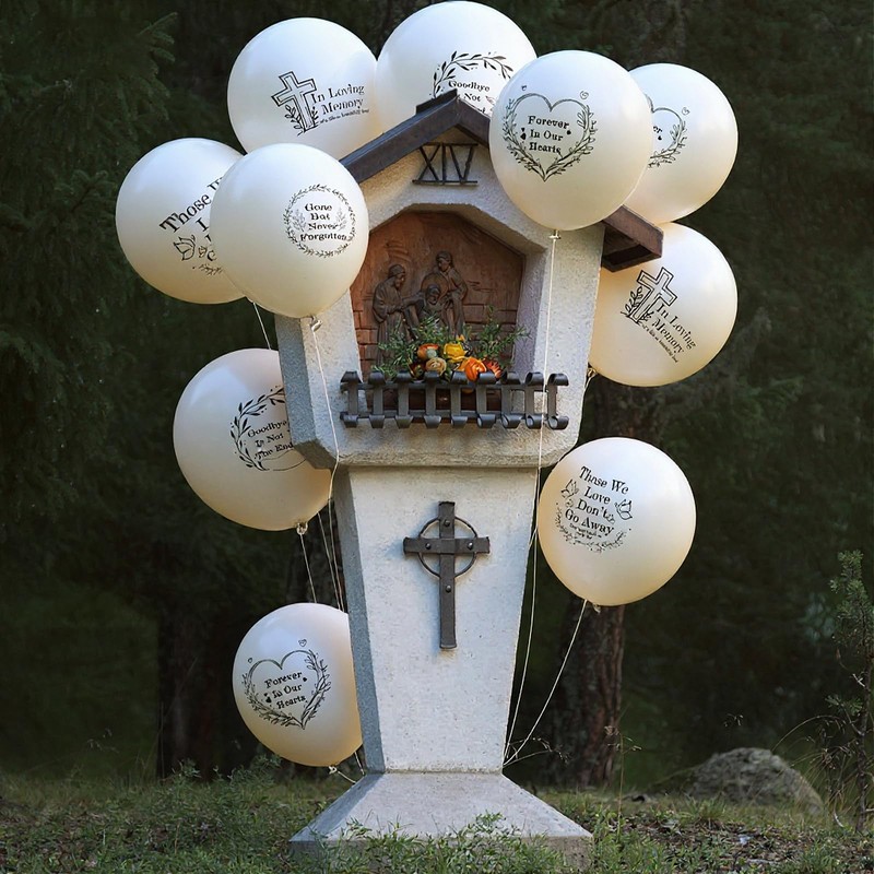 60 Pcs Memorial Balloons White Funeral Remembrance Release Balloons in