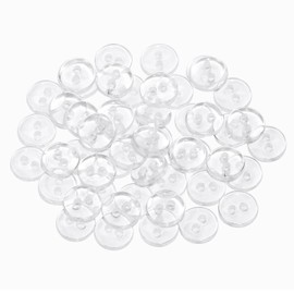 Tupalizy Clear Round Resin Buttons Small 2 Holes Sewing Backing Buttons for Shirt Coat Hat Pant Wedding Bridal Dress Scrapbooking Craft Needle Work Knitting Project, 100PCS (Clear, 9mm)