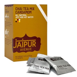 Jaipur Avenue Cardamom Chai Tea Mix Crafted with All-Natural Assam Black Tea, Cardamom, Cane Sugar, and Premium Dry Milk - Preservative-Free, Gluten-Free, Authentic Indian Chai Tea Latte (15 Servings)
