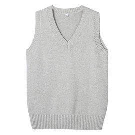 Phoenix's Shop Vest Knit V-Neck Sleeveless School Student Uniform, Simple, Boys, Girls, Solid, Loose, Women's Uniform, Unisex, School Uniform - grays