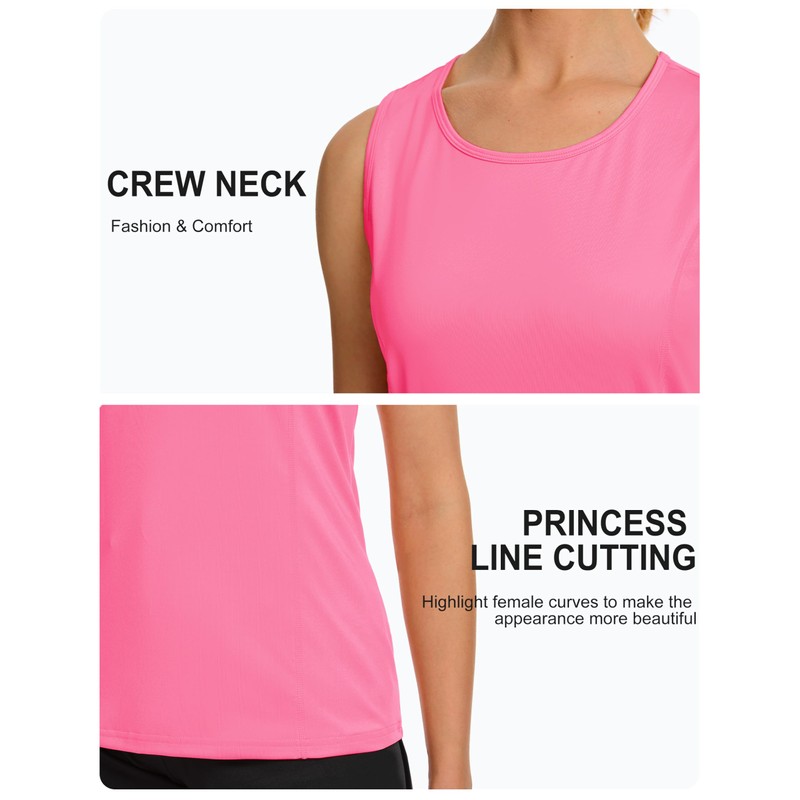 TACVASEN Womens Sleeveless Running Athletic Shirts Sun Protection Workout Tank