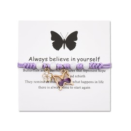 Christmas Birthday Gifts for Daughter Granddaughter Purple Butterfly Bracelet for Sisters Friends Always Believe in Yourself Butterfly Bracelets for Friends Besties Encouragement Gifts for Women