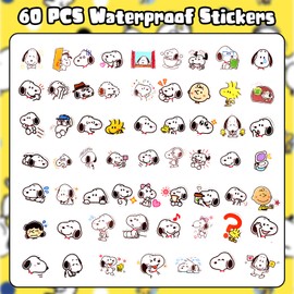 Pack of 60 Sno-py Stickers, Waterproof Anime Stickers for Skateboard, Cartoon Stickers, Vinyl Stickers for Children, Teenagers, Adults, Boys, Laptop, Guitar Photo Album, Car, Motorcycles, Bicycle