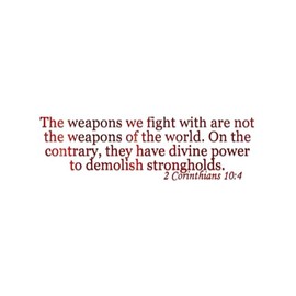 2 Corinthians 10:4 Bible Verse Decal Vinyl Sticker Auto Car Truck Wall Laptop | Red Holographic | 8" x 2.3"