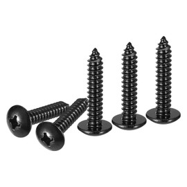 DTGN #14x1-1/4 Sheet Metal Screws - 25 Pack - for Wood, Furniture - 304 Stainless Steel Phillips Truss Head Self Tapping Tip Wood Screws - Black