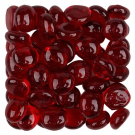LiFschal 200G(0.45LB) Flat Glass Marbles,Red Colour Mini Glass Gems,Flat Bottom Marble Beads,Vase Fillers Beads Decorative Glass Pebbles for Fish Tank Home Decorative,60-70PCS(0.51"-0.71")