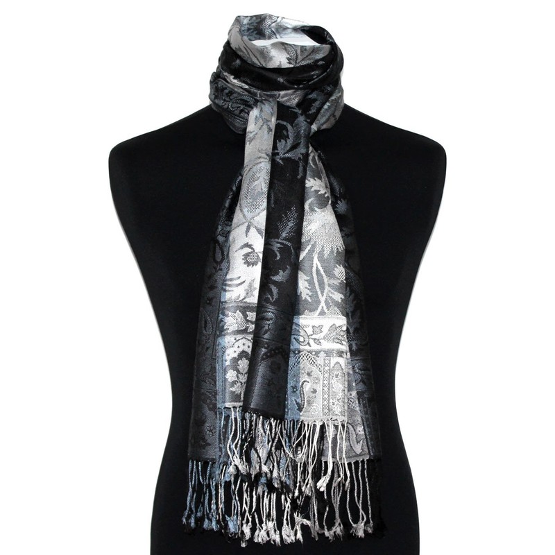 Lorenzo Cana 780521133 Men's Scarf Silver Grey Blue 100% Silk