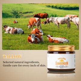 Beef Tallow Sunscreen SPF 50+, Face Sun Cream 100% Grass Fed Tallow, Beef Tallow Natural Sunscreen for Face & Body, Beef Tallow for Skin - Sweat & Water Resistant, for Dry Sensitive Skin