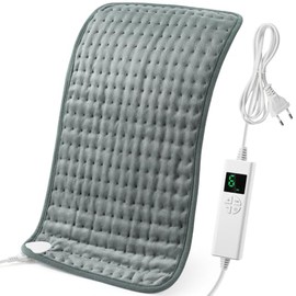 Heating Pad with Automatic Shut-Off, 44 x 84 cm Electric Heat Pad with 4-Hour Timer and 6 Heat Settings, Heating Pad with Digital Remote Control, Machine Washable Heating Pad Back Grey