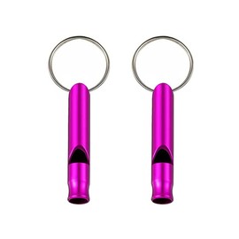 SagaSave 2 Pcs Emergency Whistle, Aluminium Alloy Outdoor Survival Whistle with Key Ring, Loud Sound Whistle for Outdoor Camping Hiking - Purple