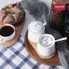 HAOTOP Ceramic Sugar Bowl 2 Pack, PorcelainJar with Tray, Spoon