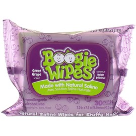 Boogie Gentle Saline Wipes for Little Noses, Great Grape 30 Each (Pack of 2)