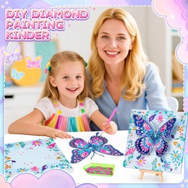 Gifts Girls 6 7 8 9 10 11 Years: Diamond Painting Children Butterfly with Wooden Canvas Craft Girls 6-12 Years DIY Creative Birthday Gift Craft Set Children from 5 Years Home Decor
