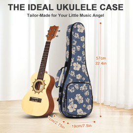 Colorful Ukulele Bag with Adjustable Shoulder Strap and Comfortable Carry Handle, Thick Padding and Reinforced Zipper, Hawaiian style, Hawaiian Style