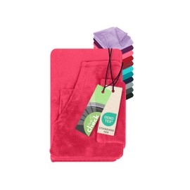 Emily´s Check Coral Fleece TV Blanket for Children with Sleeves and Bum Bag 1609.2345, pink